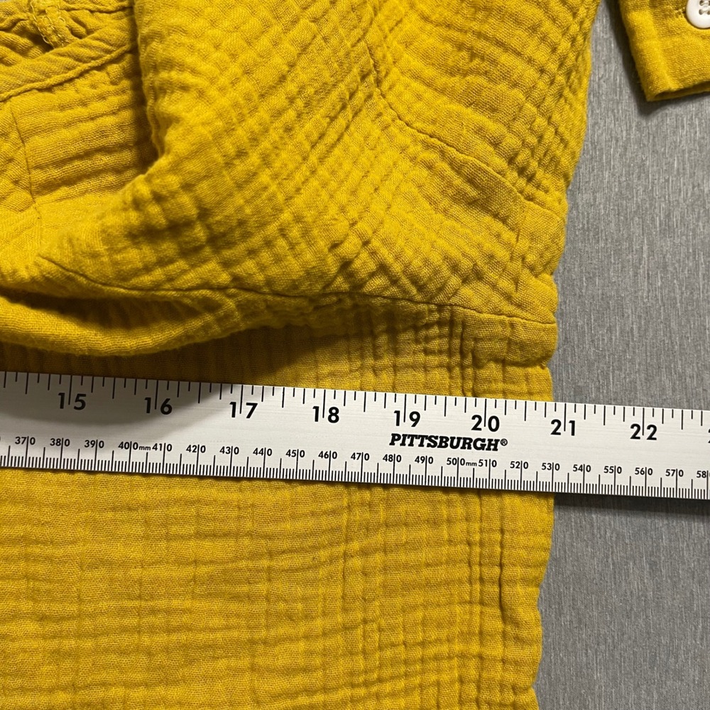 Misslook Blouse Womens Large Mustard Yellow Gauze Crinkle Top Boho Minimalist - Picture 5 of 7